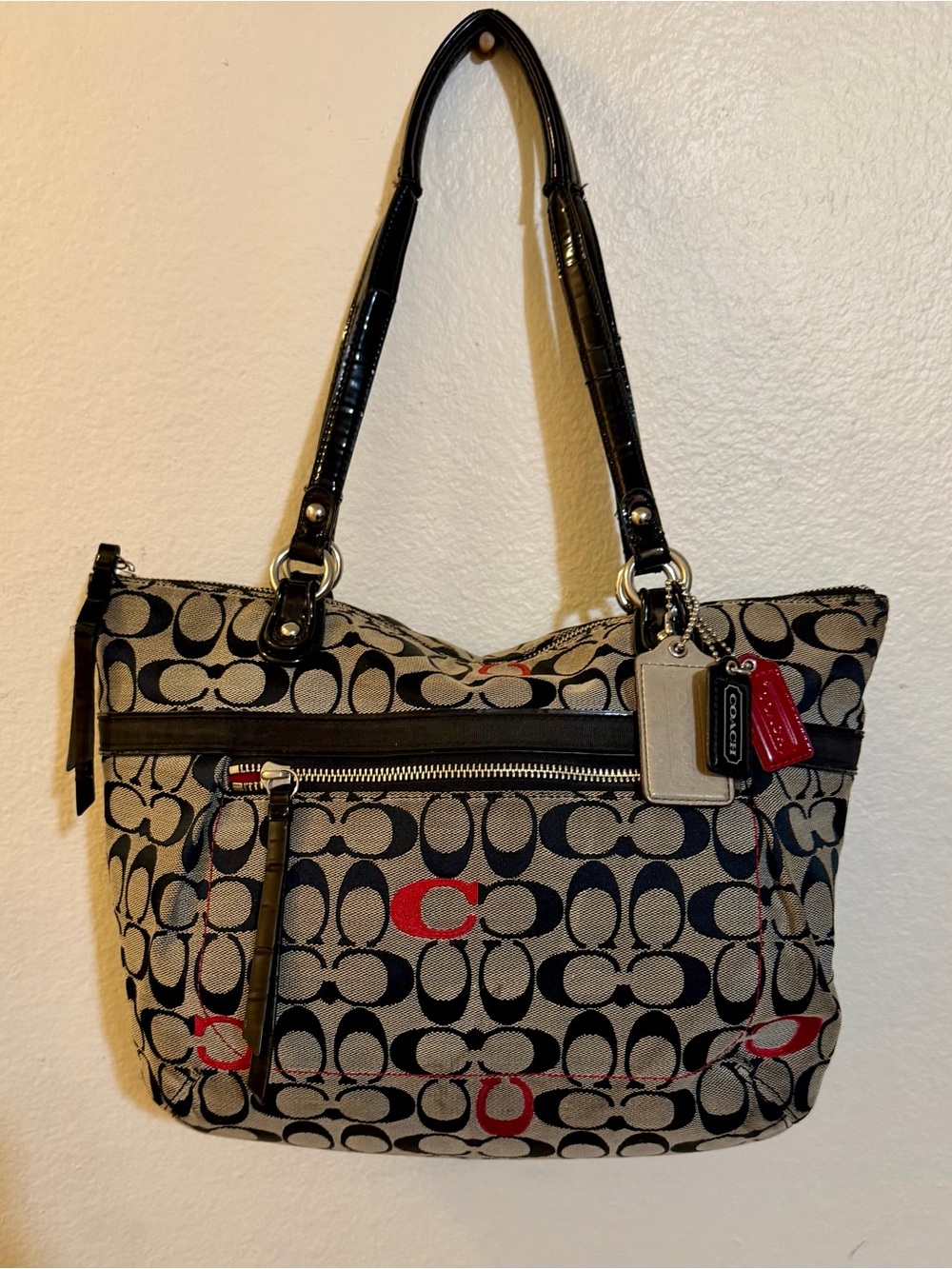 Coach Poppy Embroidered Signature C Glam Tote